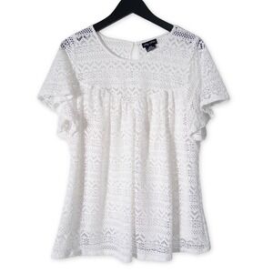 City Chic Lace Blouse Womens Medium White Clean Girl Romantic Feminine Boho Chic